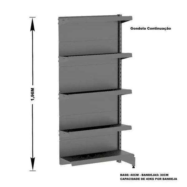 Imagem de Gondola Parede 1,96m Amapá Flex Kit 8 Metros Preto - 2241