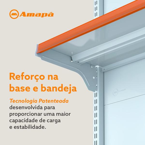 Imagem de Gondola Parede 202 Amapa FIT Kit 6 Metros 1 Canto Porta etiqueta Azul Amapá