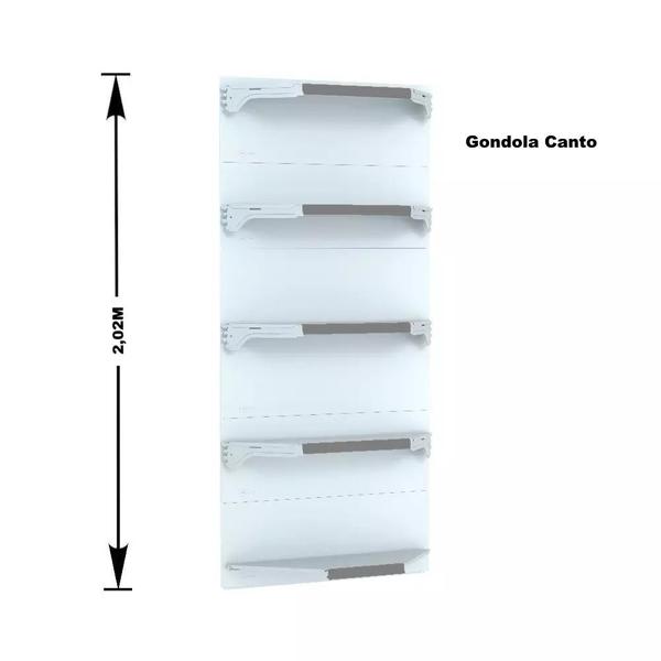Gondola Parede 202 Fit Ate 2 Metros 1 Canto Branco 15b Pe Cinza - AMAPÁ Imagem de Gondola Parede 202 Fit Ate 2 Metros 1 Canto Branco 15b Pe Cinza