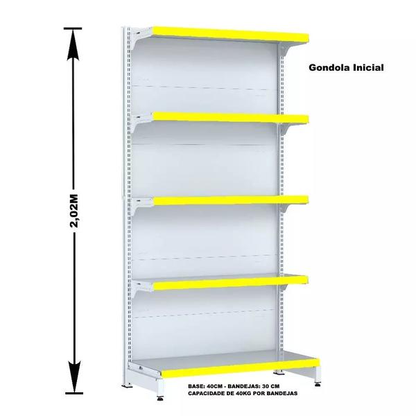 Imagem de Gondola Parede 202 Fit Ate 3 Metros 1 Canto Branco 20b Pe Amarelo