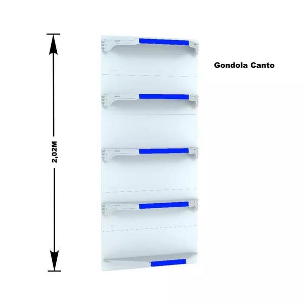 Imagem de Gondola Parede 202 Fit Ate 5 Metros 1 Canto Branco 30b Pe Azul