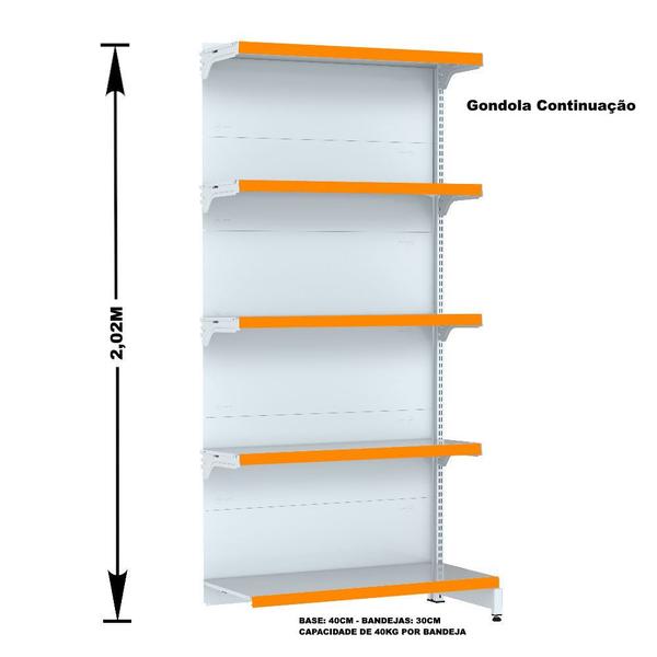 Imagem de Gondola Parede 202 Fit Ate 5 Metros 1 Canto Branco 30b Pe Laranja