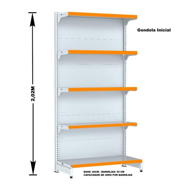 Imagem de Gondola Parede 202 Fit Ate 5 Metros 1 Canto Branco 30b Pe Laranja