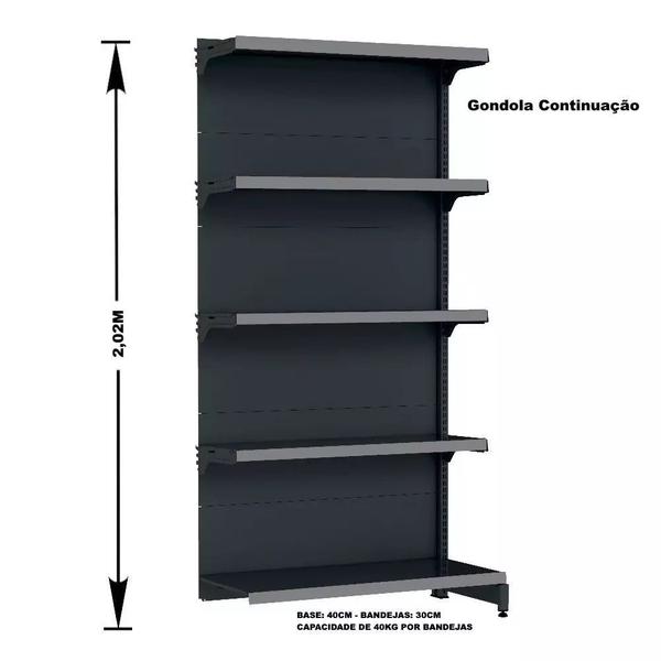 Gondola Parede 202 Fit Ate 5 Metros 1 Canto Preto 30b Pe Cinza - AMAPÁ Imagem de Gondola Parede 202 Fit Ate 5 Metros 1 Canto Preto 30b Pe Cinza