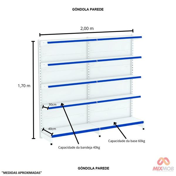 Imagem de Gôndola Parede Amapá 1 Inicial + 1  Continuação 170m Altura x 2,00m Largura