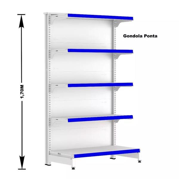 Imagem de Gondola Ponta 170 FIT Branco 5 Bandeja Pe Azul