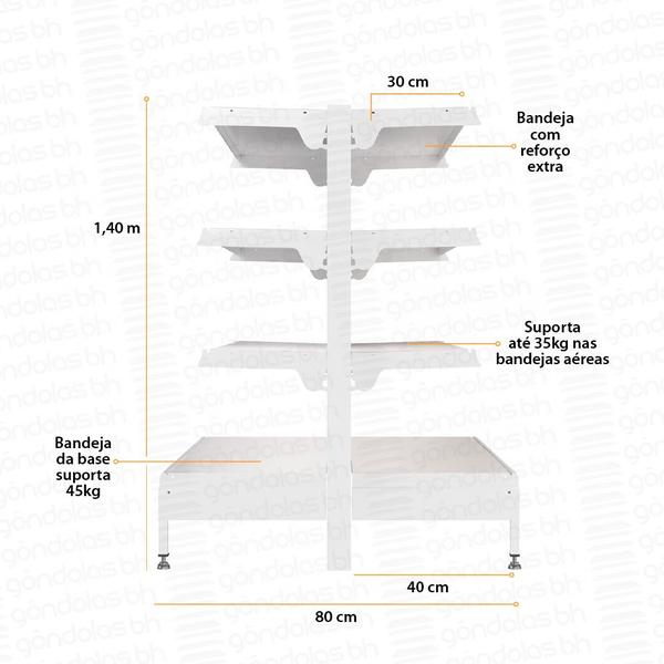 Imagem de Gôndola Prateleira Central 1,40m Inicial + 2 Cont + 2 Pontas