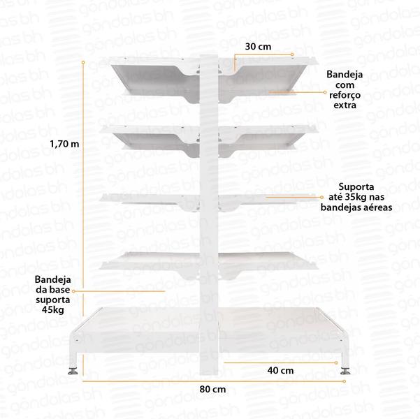 Imagem de Gôndola Prateleira Central 1,70m Inicial + 1 Cont + 1 Ponta