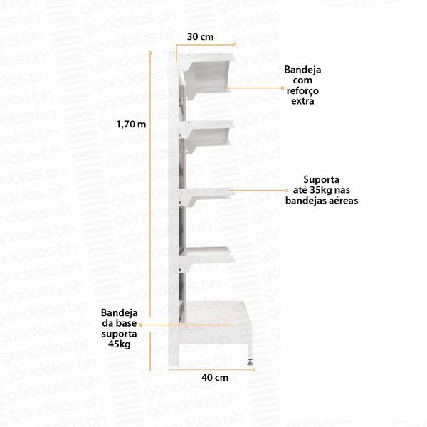 Imagem de Gôndola Prateleira de Parede 1,70m 1 Inicial + 2 Continuação