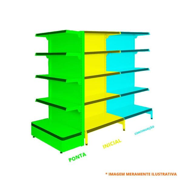 Imagem de Gôndola Prateleira Preta 4 Níveis 40x30 New Plus 1,40 Central Continuação pe Azul - Sa Gôndolas