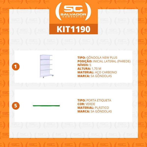 Imagem de Gôndola Prateleira Supermercado 5 Níveis 40x30 New Plus 1,70m Parede Inicial Verde - SA Gôndolas