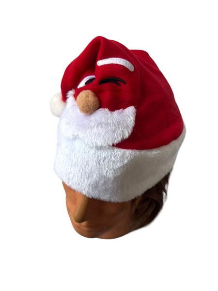 Imagem de Gorro de Papai noel de pelúcia com carinha Fantasia