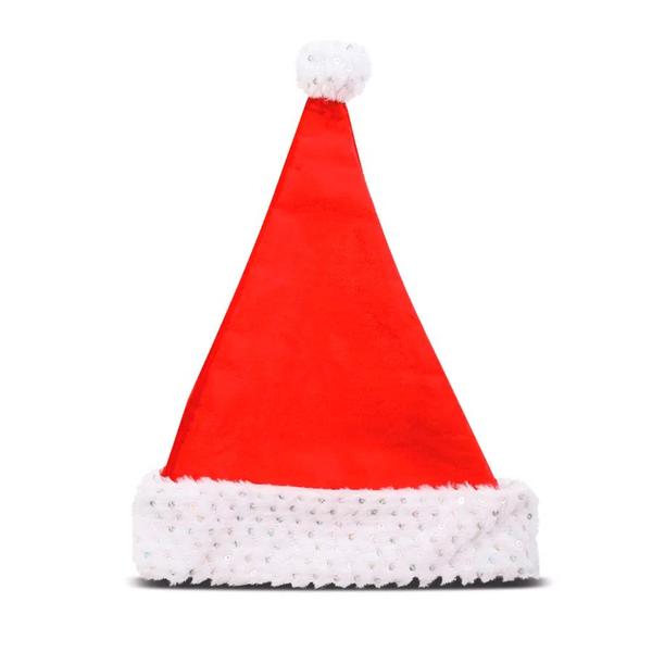 Imagem de Gorro Papai Noel c/ Lantejoula Prata - Vermelho/Branco - 40 cm x 30 cm - 1 unidade - Cromus - Rizzo