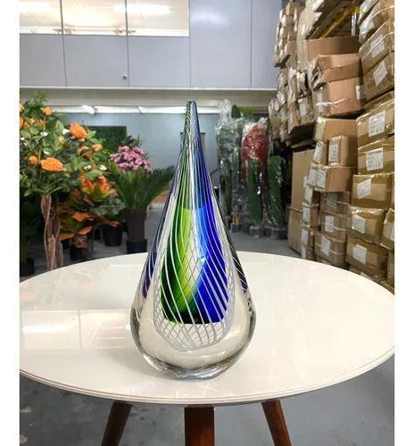 Imagem de Gota Murano Azul Peça Grande Para Decoração Sala Com 28cm