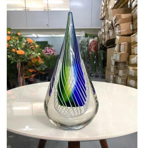 Imagem de Gota Murano Azul Peça Grande Para Decoração Sala Com 28cm