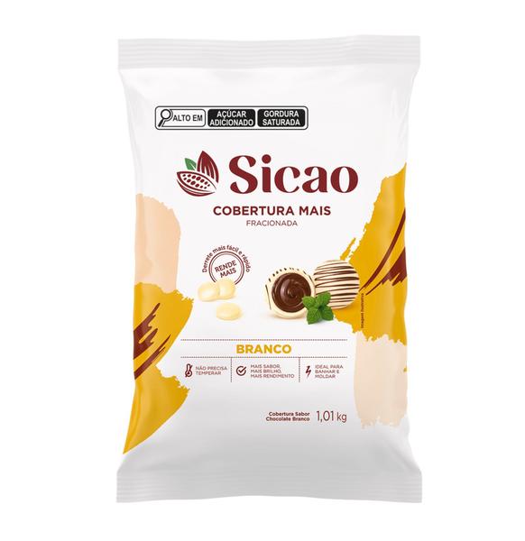 Imagem de Gotas Chocolate Branco Cobertura Mais 1,01kg Sicao -kit 3un