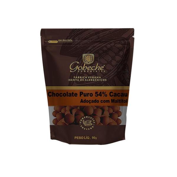 Gotas Chocolate Puro 54% Cacau Gobeche - Adoçado com Maltitol - 90g - Gobeche Chocolates Imagem de Gotas Chocolate Puro 54% Cacau Gobeche - Adoçado com Maltitol - 90g