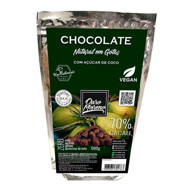 Imagem de Gotas de Chocolate 70% Cacau com Açúcar de Coco - Pacote de 500 g