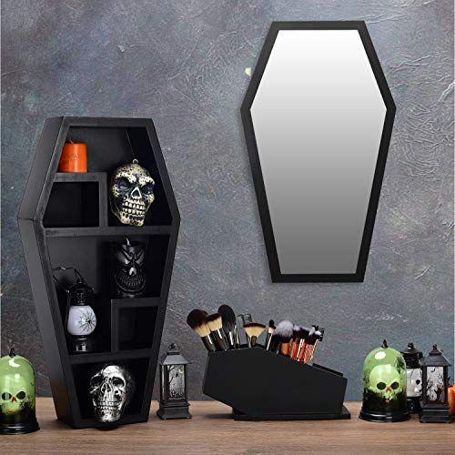 Imagem de Gothvanity Caixão Prateleira - Grande - Decoração Gótica para Display ou Armazenamento - 20X10X4 polegadas -Prateleira de Madeira para Mesa ou Parede Pendurada- Hardware Incluído- Preto