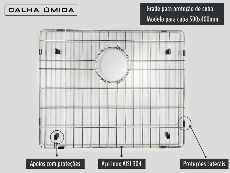 Grade Aramada Inox Proteção Fundo Cuba Eletropolido 50x40 - Calha Úmida Imagem de Grade Aramada Inox Proteção Fundo Cuba Eletropolido 50x40