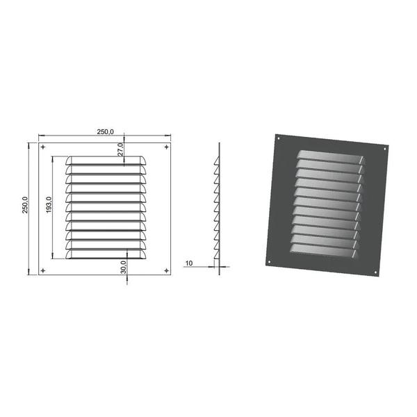 Imagem de Grade de Ventilação de Alumínio Branca 25x25cm ITC