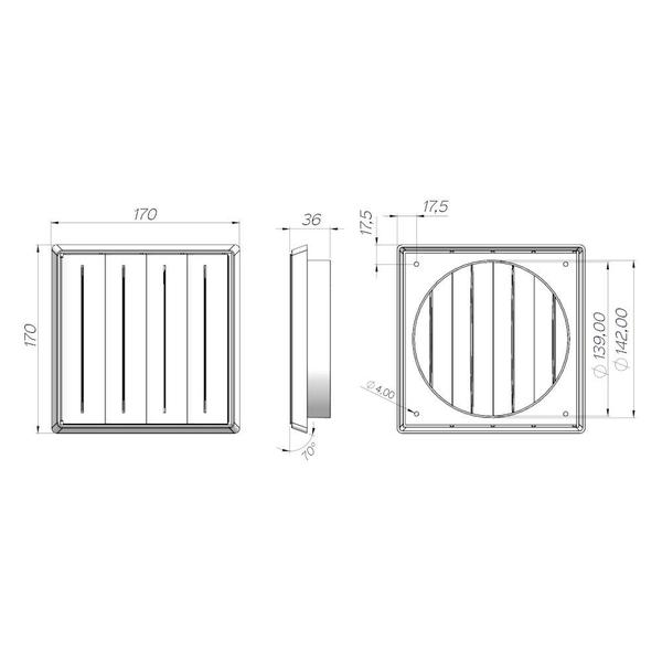 Imagem de Grade de ventilação plástica quadrada para duto de 150 mm - GR017 - ITC