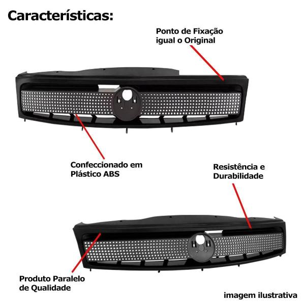 Imagem de Grade Dianteira Fiat Strada 2003 2004 2005 2007 2009 Preto