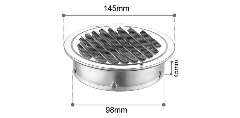 Imagem de Grade Grelha De Ventilação Redonda Em Inox Com Tela 100mm Itc