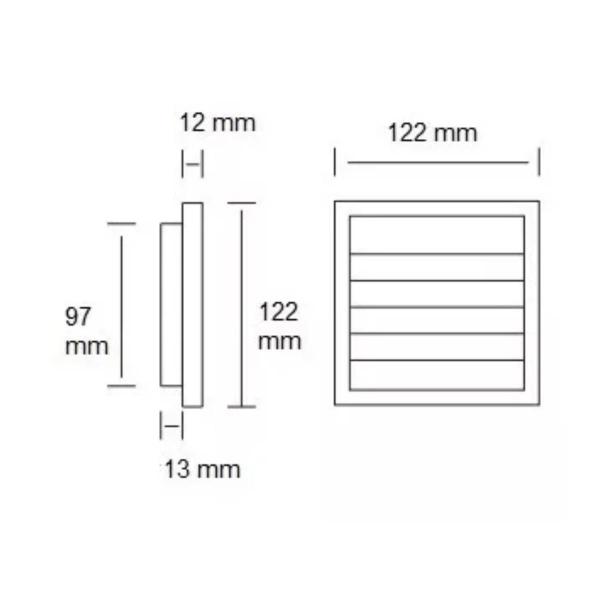 Imagem de Grade Grelha Externa 100mm Auto Fechante p/ Coifa Exaustor Duto Sicflux GVAF100