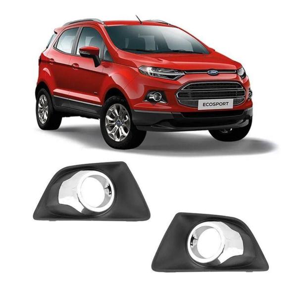 Imagem de Grade Milha Ecosport 13 14 15 16 17 Preto Com Friso Cromado