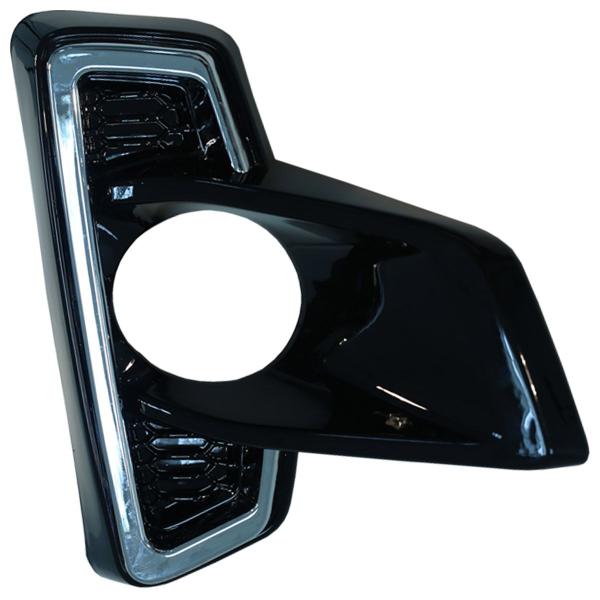 Imagem de Grade Moldura Farol de Milha Hilux Pickup 2019 2020 Black Piano com Friso Cromado