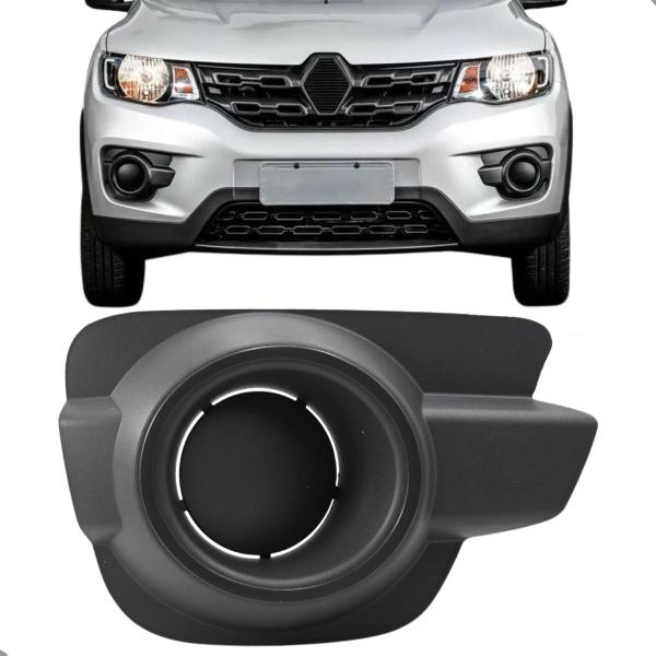 Imagem de Grade Moldura Farol Milha Renault Kwid 2018 2019 2020 Sem Furo Preta