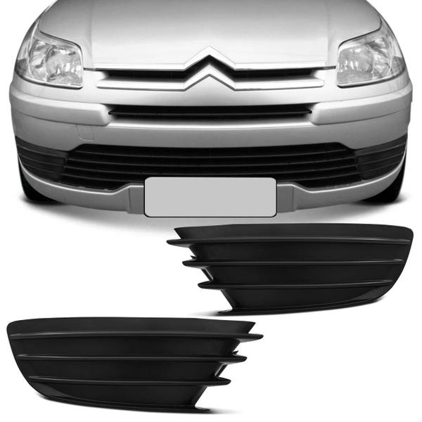 Imagem de Grade Moldura Tampa Farol Milha Citroen C4 VTR 06 07 08 09 C4 Palas 08 09 10 11 12 13 Preto Sem Furo