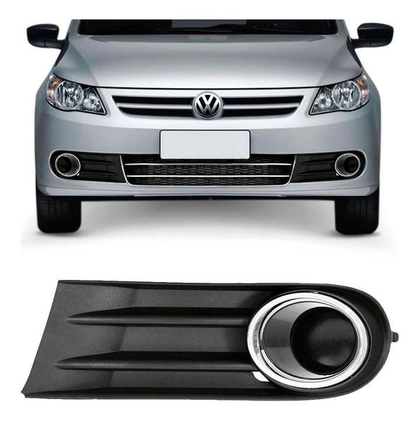 Imagem de Grade Para-choque VW Gol G5 - Esquerdo (Motorista) S/Milha - Aro Cromado, PRETO