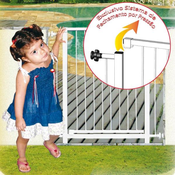 Grade Portão Pet Bebê Divisor Ambiente 133 A 138 Cm Branco - Multiforma Imagem de Grade Portão Pet Bebê Divisor Ambiente 133 A 138 Cm Branco