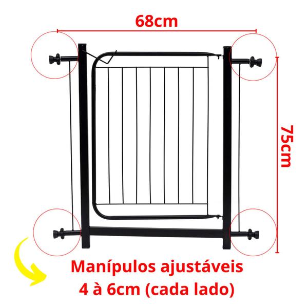 Imagem de Grade Proteção Portão Pet Cachorro 80 A 100 Cm Criança Cães Preto - Machado Casa e Lazer