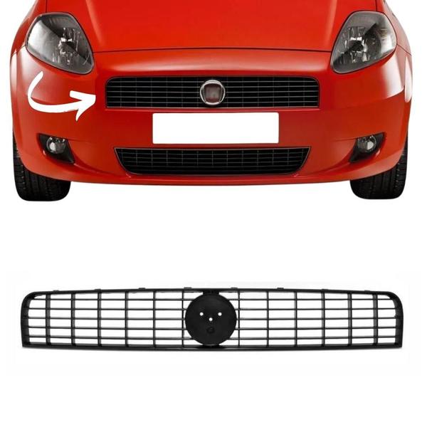 Imagem de Grade Radiador Parachoque Frontal Fiat Punto 2007 a 2012 Preta