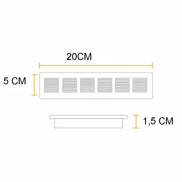 Imagem de Grade Ventilação Max Alumínio Fosco Retangular 50 X 200mm - Maxima