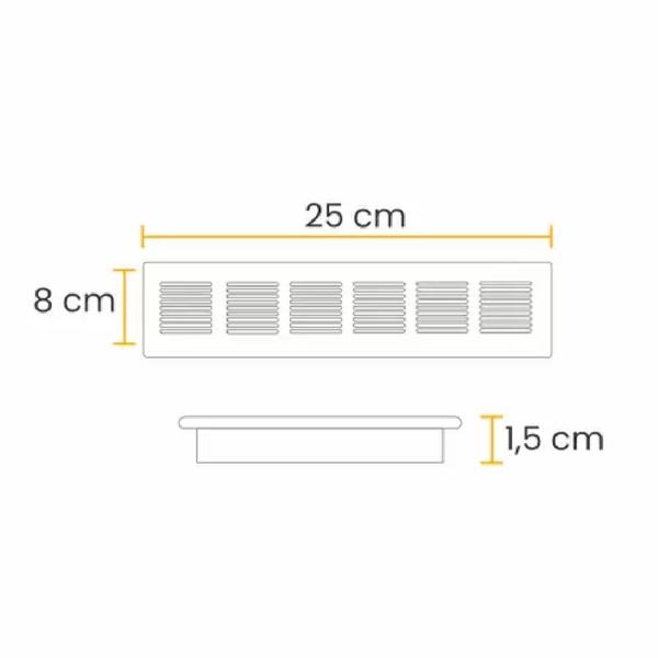 Imagem de Grade Ventilação Max Alumínio Fosco Retangular 80 X 250mm - Maxima