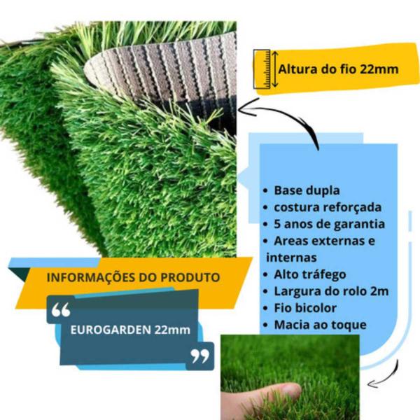 Imagem de Grama Sintética 22mm identica a natural (7m²) 2,0m x 3,50m Eurograss