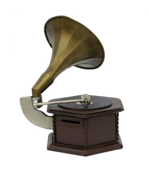 Gramofone Vintage Enfeite Resina E Metal Estilo Retrô - Drina Imagem de Gramofone Vintage Enfeite Resina E Metal Estilo Retrô