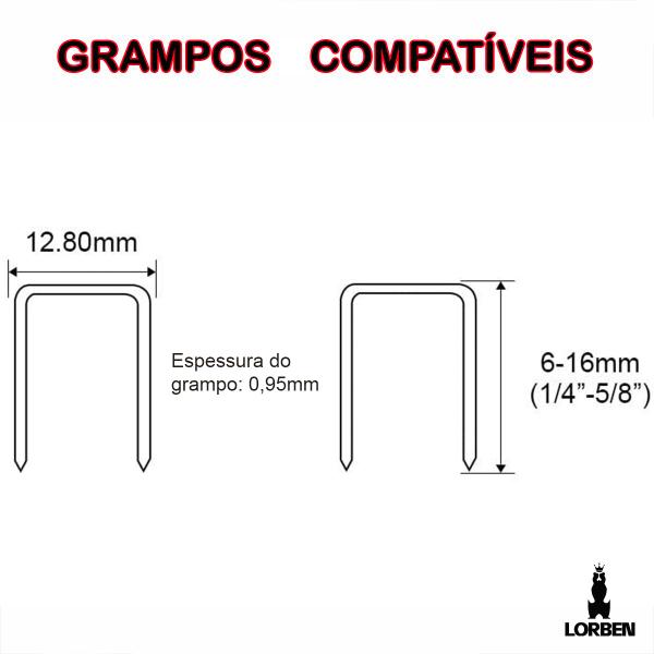 Imagem de Grampeador Pneumático Lorben Profissional e Bricolagem 6 A 16 Mm Grampos 80/16 GT6156