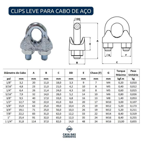 Imagem de Grampo Cabo Aço 3/8 Galvanizado Din741 - Casa Correntes