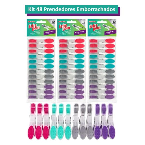 Imagem de Grampo De Roupa Emborrachado Kit 48 Pregador Resistente