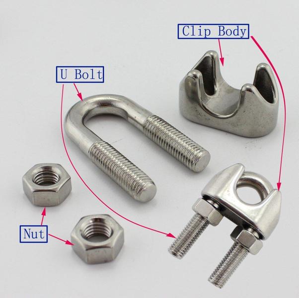 Imagem de Grampo Pesado Abraçadeira Clips Cabo De Aço 3Mm Aço Inox