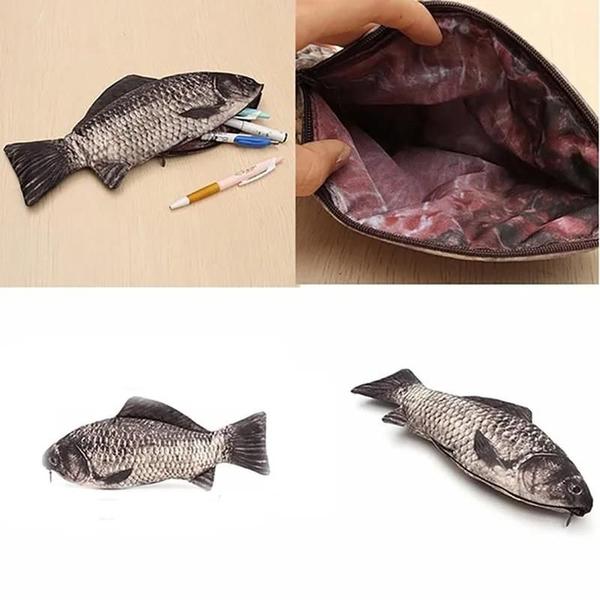 Imagem de Grande Material Escolar Criativo Lápis Caso Caneta Saco Simulado Carpa Peixe Design Nova Atualização