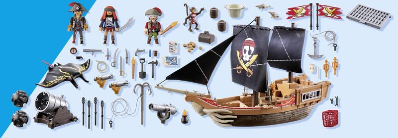 Imagem de Grande navio pirata Playmobil Pirates de brinquedo com acessórios