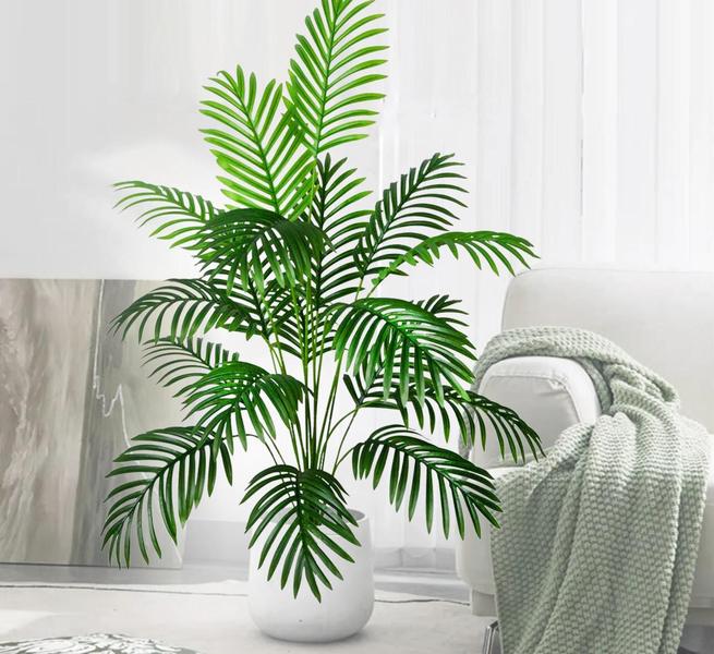 Imagem de Grande Ramos De Folhas De Plástico Verde De Palmeira Artificial De 68-125 Cm Para Decoração De