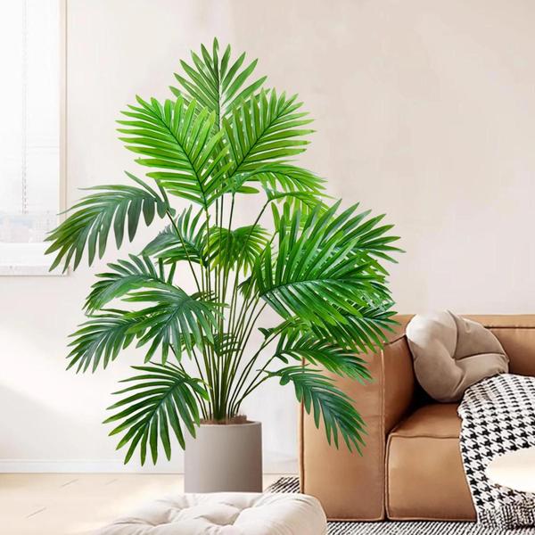 Imagem de Grande Ramos De Folhas De Plástico Verde De Palmeira Artificial De 68-125 Cm Para Decoração De