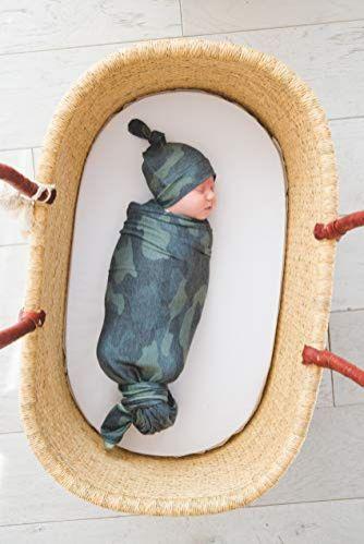 Imagem de Grande tricô premium baby swaddle recebendo caçador de cobertores por pérola de cobre